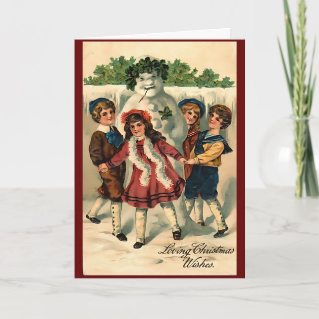 Vintage Christmas Snowman Winter Card (Front)