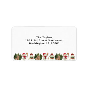 Vintage Christmas Snowmen Address Label