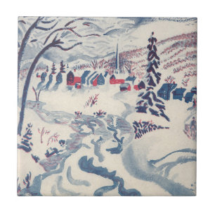 Vintage Christmas, Snowscape with Winter Village Tile