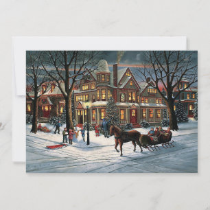 Vintage Christmas snowy landscape Holiday Card