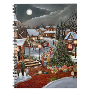 Vintage Christmas snowy landscape Notebook