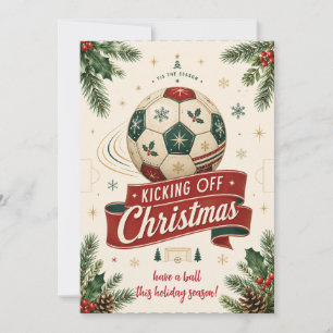 Vintage Christmas Soccer Ball Greeting Cards
