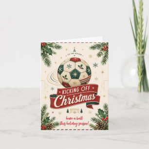 Vintage Christmas Soccer Ball Greeting Cards