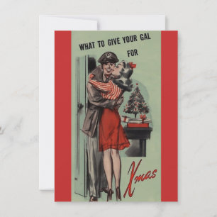 Vintage Christmas Soldier Comes Home To His Girl Holiday Card