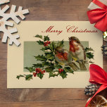 Vintage Christmas Songbirds and Holly Postcard<br><div class="desc">Lovely nostalgic image of two songbirds perched on a branch of holly from Victorian greeting card restored to original vibrancy. Matching greeting card,  address labels,  gift labels and postage available.</div>