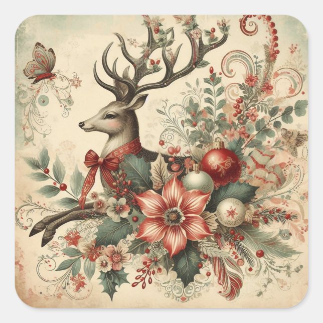 Vintage Christmas  Square Sticker (Front)