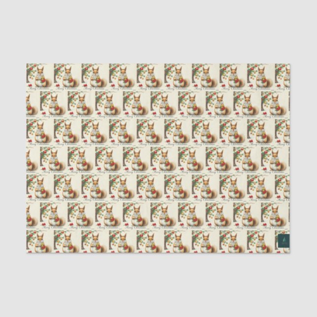 Vintage Christmas Squirrel Tissue Paper (Front)