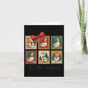 Vintage Christmas Stage Stamps Goose Men Women Kid Card