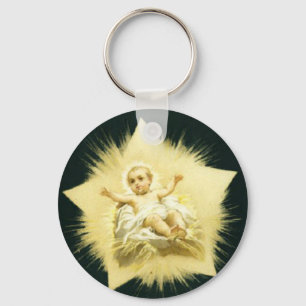 Vintage *Christmas Star * Baby Jesus Design Key Ring