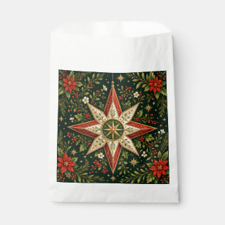 Vintage Christmas Star Ornament Poinsettia Holly Favour Bags