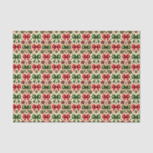 Vintage Christmas Stars and Bows Pattern Tissue Paper