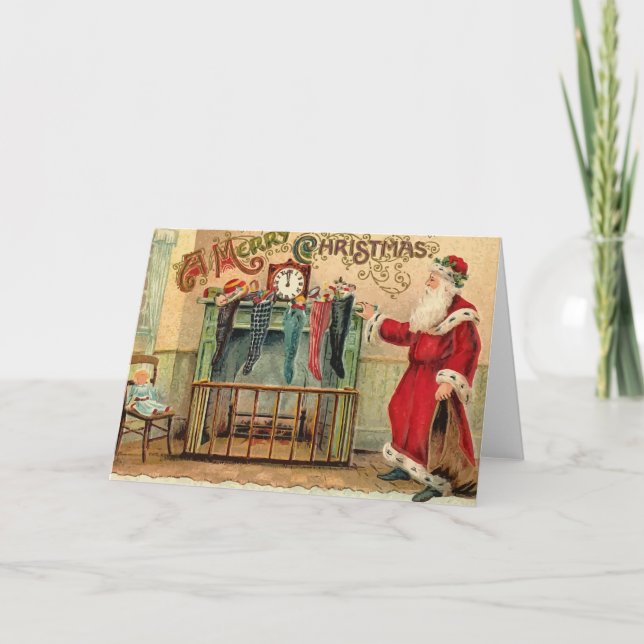 Vintage Christmas Stockings Card (Front)
