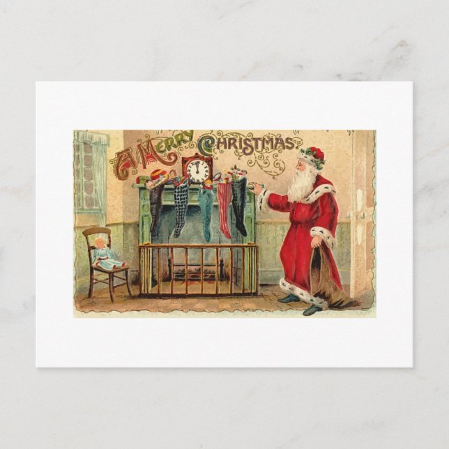 Vintage Christmas Stockings Postcard (Front)