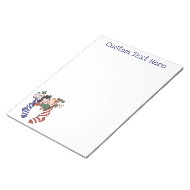 Vintage Christmas Stockings with Cute Children Notepad (Angled)