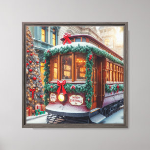 Vintage Christmas Streetcar in Snow Canvas Print