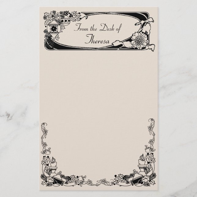 Vintage Christmas Sunflower Stationery (Front)