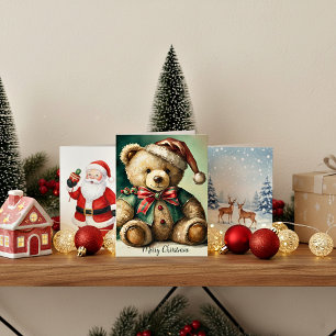 Vintage Christmas Teddy bear Card