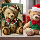 Vintage Christmas Teddy bear Medium Gift Bag<br><div class="desc">Vintage Christmas Teddy bear</div>