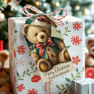 Vintage Christmas Teddy bear personalised Gift Tags