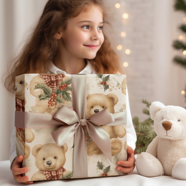 Vintage Christmas Teddy Bears  Wrapping Paper (Creator Uploaded)