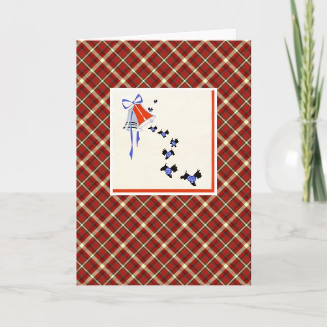 Vintage Christmas Terrier Dog Holiday Card (Front)