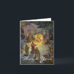 Vintage Christmas Thank You Holiday Card<br><div class="desc">Vintage illustration religious Christmas holiday design featuring a nativity scene with three wise men and the baby Jesus Christ in the manger.</div>