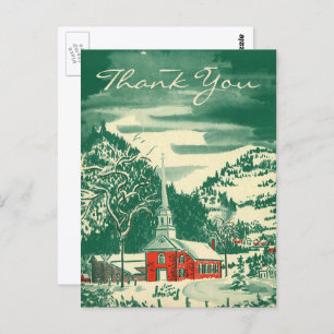 Vintage Christmas Thank You Postcard