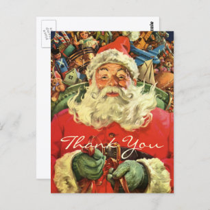 Vintage Christmas Thank You Postcard