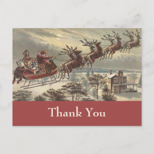 Vintage Christmas Thank You Postcard