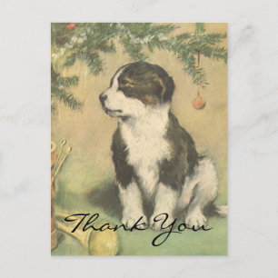 Vintage Christmas Thank You Postcard