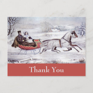 Vintage Christmas Thank You Postcard
