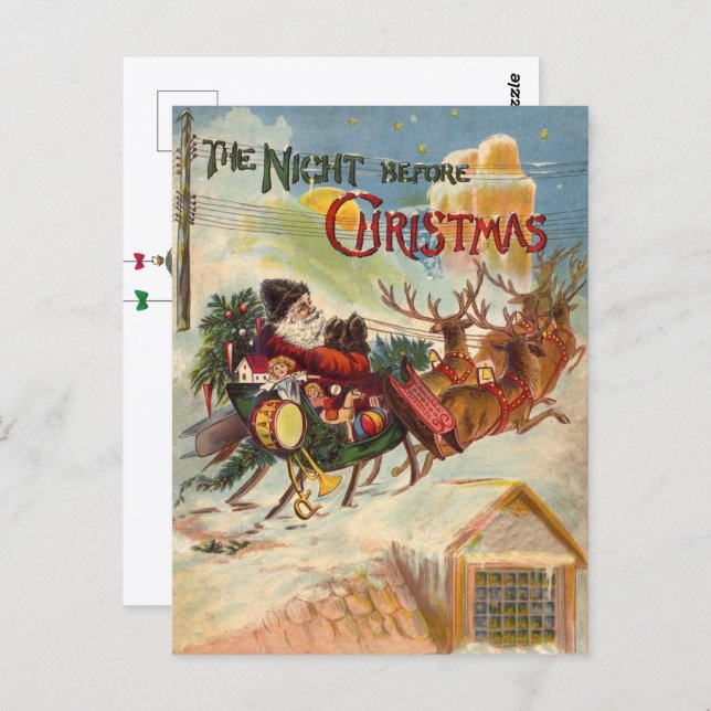 Vintage Christmas, The Night Before Christmas Postcard (Front/Back)
