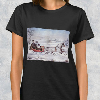 Vintage Christmas, The Road Winter, Sleigh Horse T-Shirt