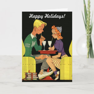 Vintage Christmas, the Soda Shop Love and Romance Holiday Card