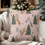 "Vintage Christmas Tiger with Christmas Tree Pink  Cushion<br><div class="desc">Add a touch of whimsical holiday charm to your home with the Vintage Christmas Tiger with Christmas Tree Pink Pillow. This festive throw pillow features a playful tiger surrounded by Christmas trees on a soft pink background, making it a delightful addition to your holiday décor. Perfect for your living room,...</div>