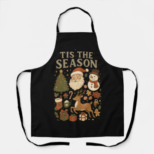 Vintage Christmas Tis' the Season Retro Santa Apron