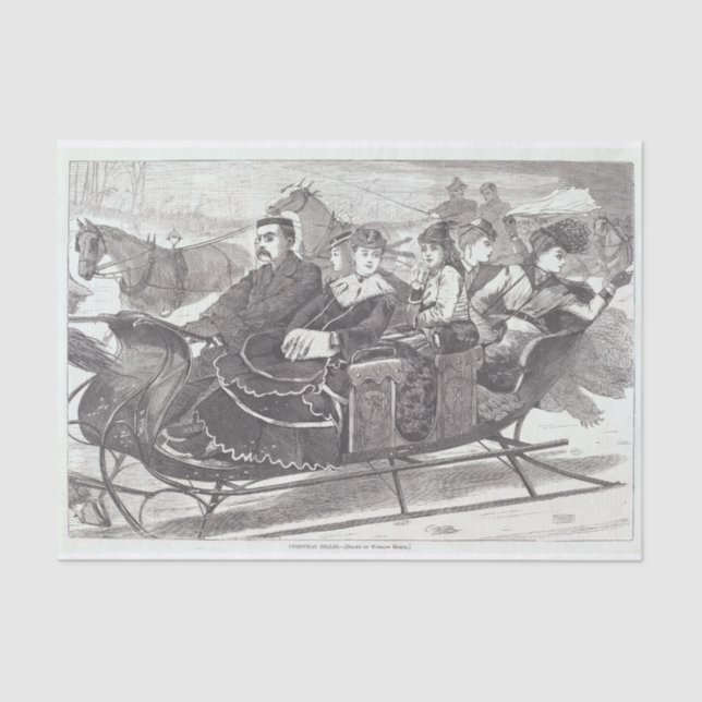 Vintage Christmas Tissue Paper SLEIGH BELLES (Front)