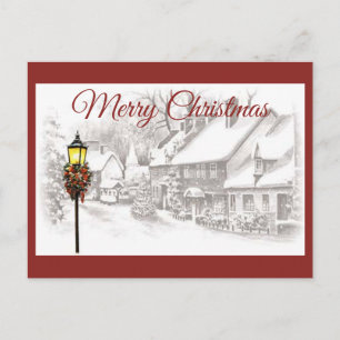 Vintage Christmas Town Postcard