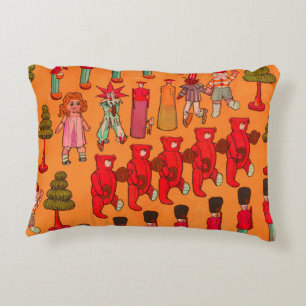 Vintage Christmas Toy Parade 1907 Puck Magazine Decorative Cushion