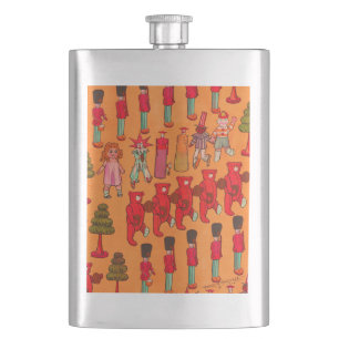 Vintage Christmas Toy Parade 1907 Puck Magazine Hip Flask