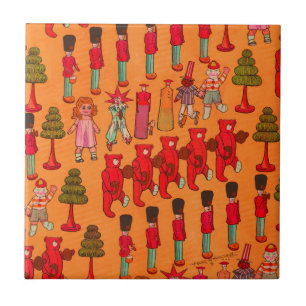 Vintage Christmas Toy Parade 1907 Puck Magazine Tile