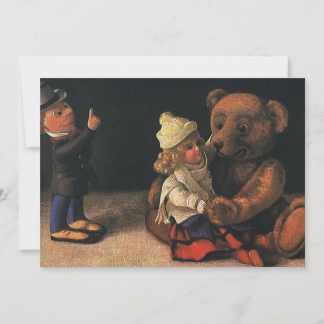 Vintage Christmas Toys and Teddy Bear Invitation (Front)