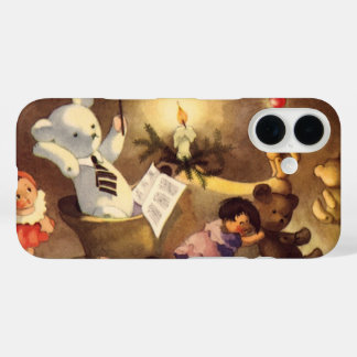 Vintage Christmas Toys, Dancing Dolls, Teddy Bears iPhone 16 Case