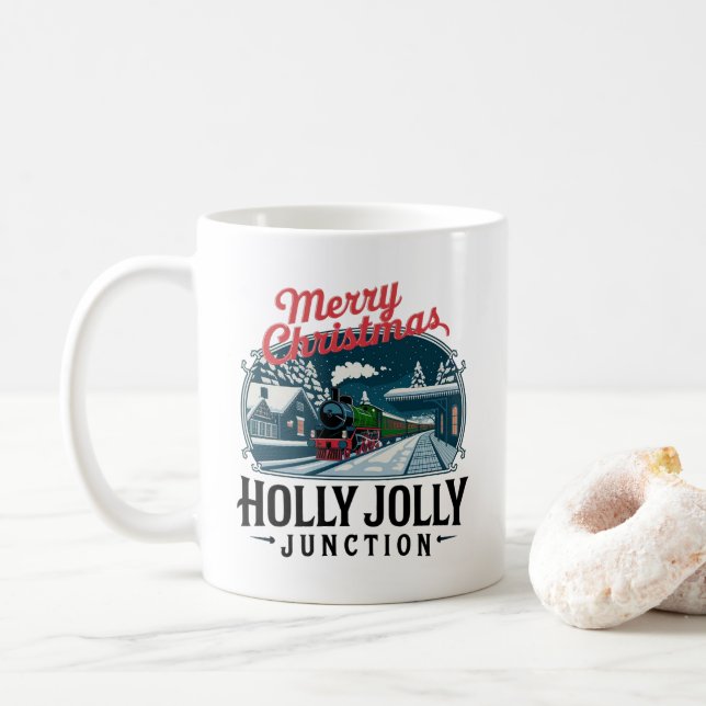 Vintage Christmas Train Coffee Mug (With Donut)