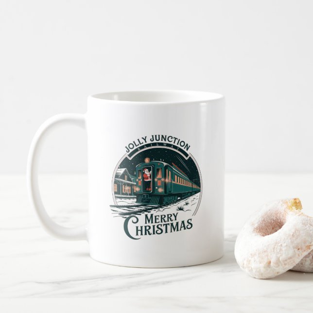 Vintage Christmas Train Coffee Mug (With Donut)