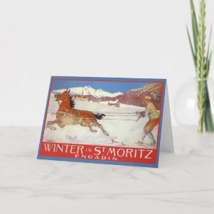 Vintage  Christmas, Travel Poster for Switzerland Holiday Card