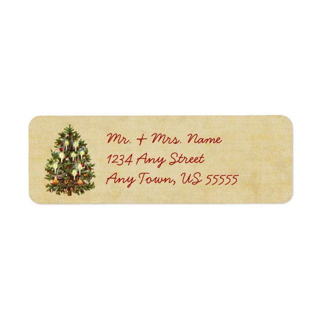 Vintage Christmas Tree Address Labels (Front)