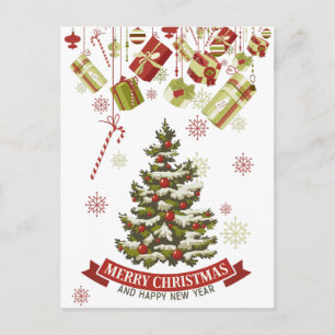 Vintage Christmas Tree and Gifts Postcard