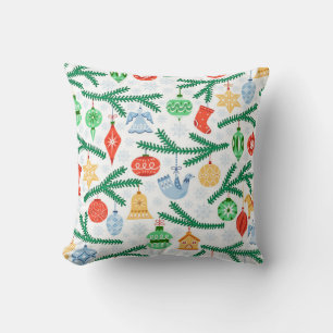 Vintage Christmas tree balls, decorations seamless Cushion
