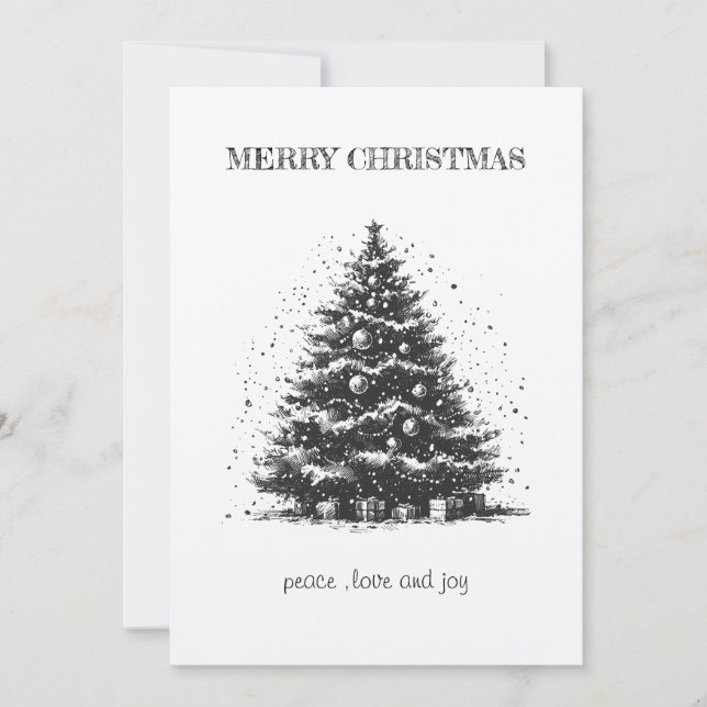 Vintage Christmas Tree Christmas Card (Front)